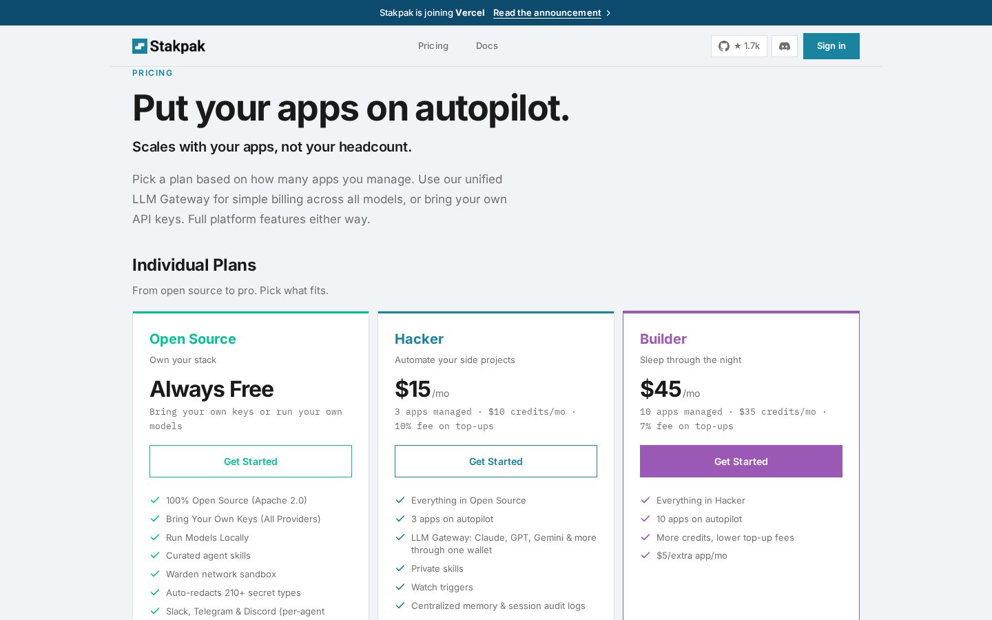 Stakpak Autopilot Pricing