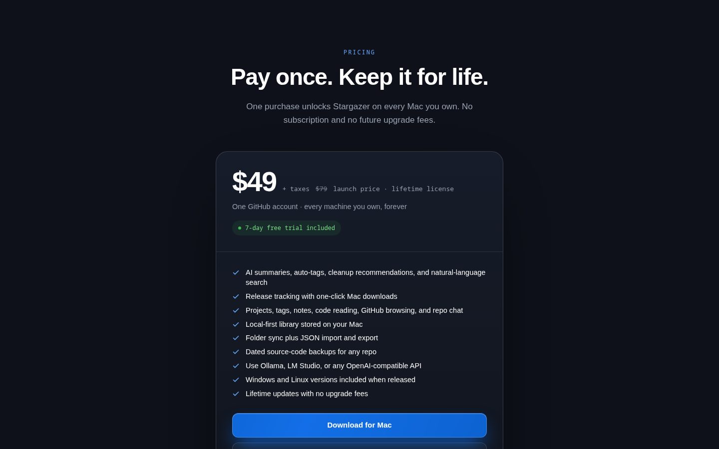 Stargazer Pricing