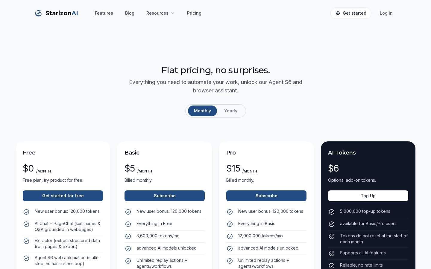 Starizon AI Pricing
