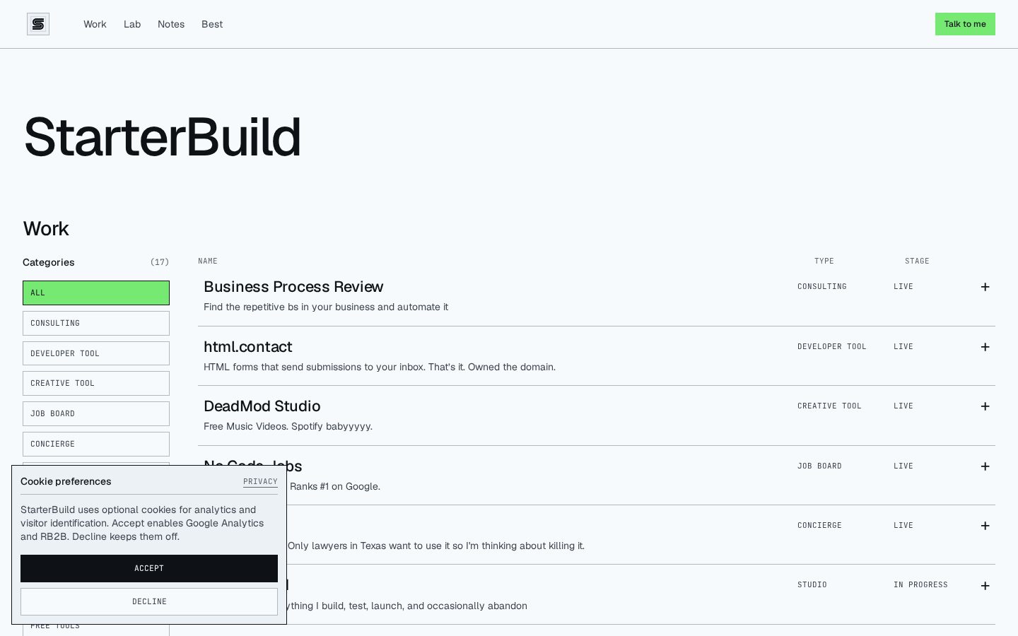 StarterBuild Homepage