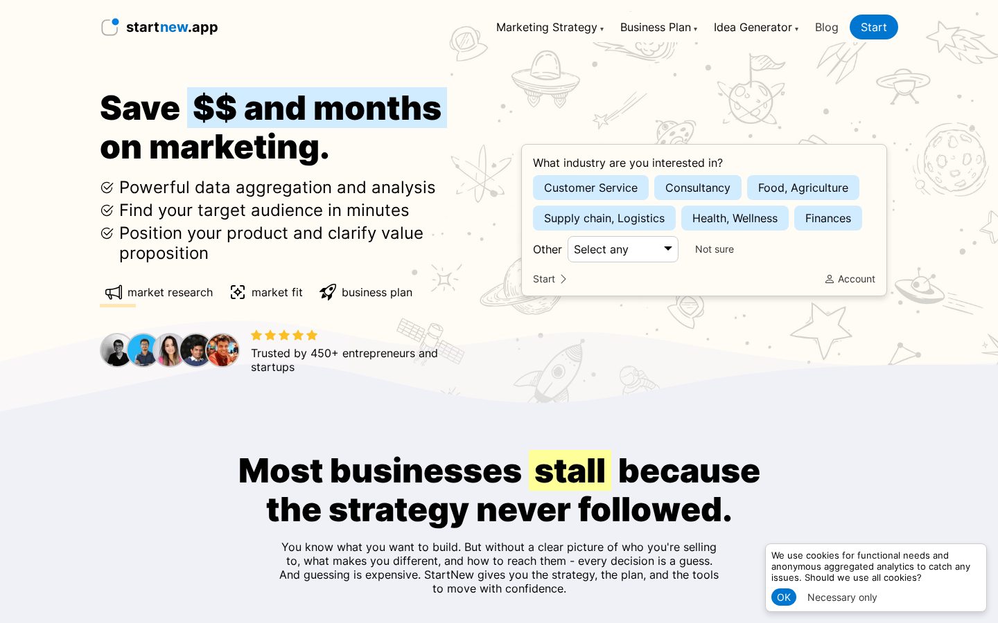 Startnew.app Homepage