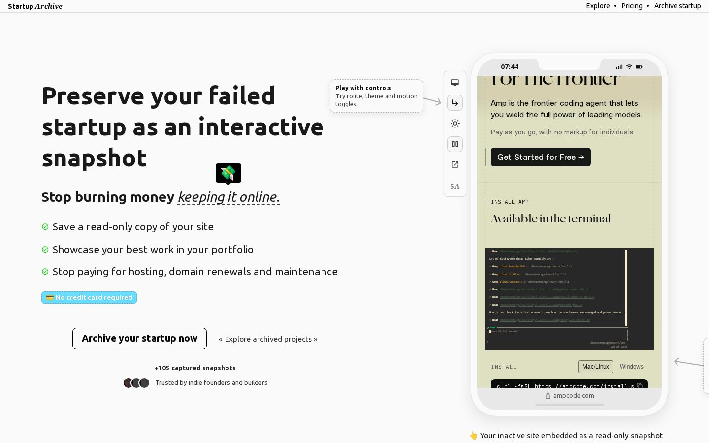 Startup Archive Homepage