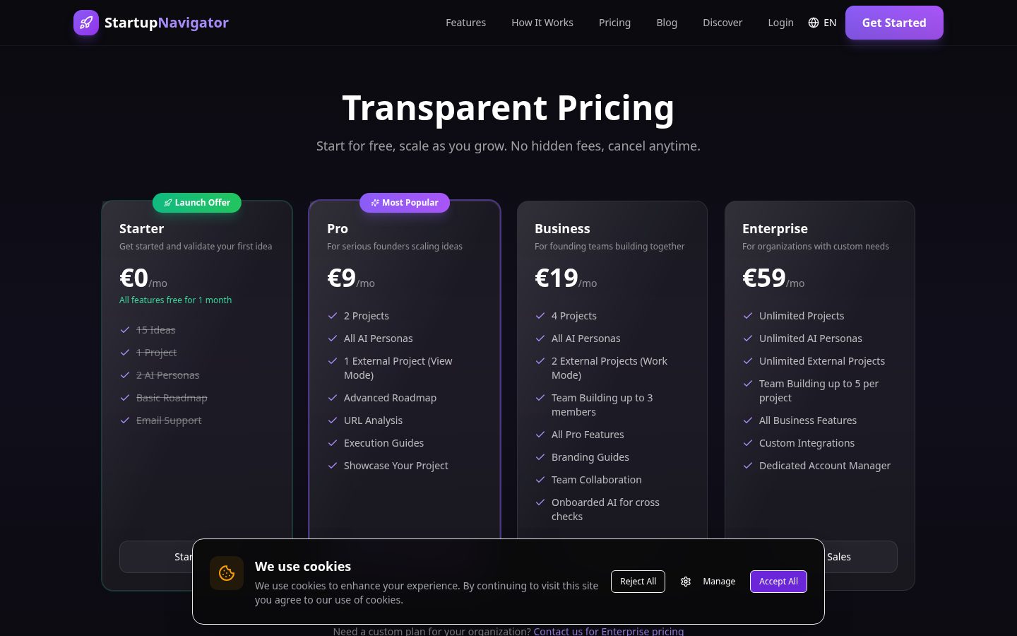 Startup Navigator Pricing