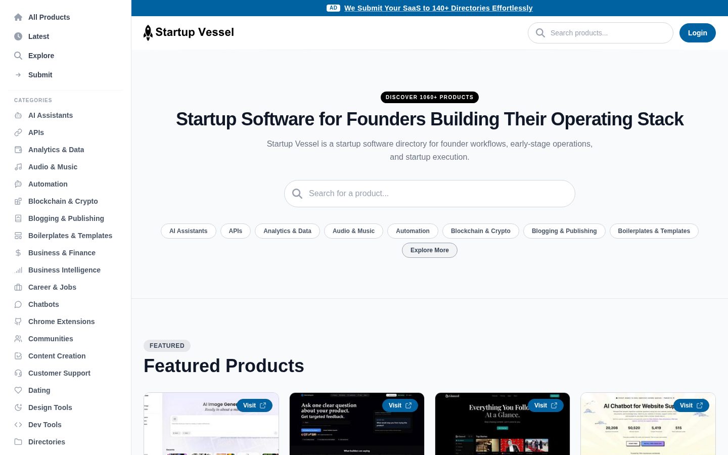 Startup Vessel Homepage