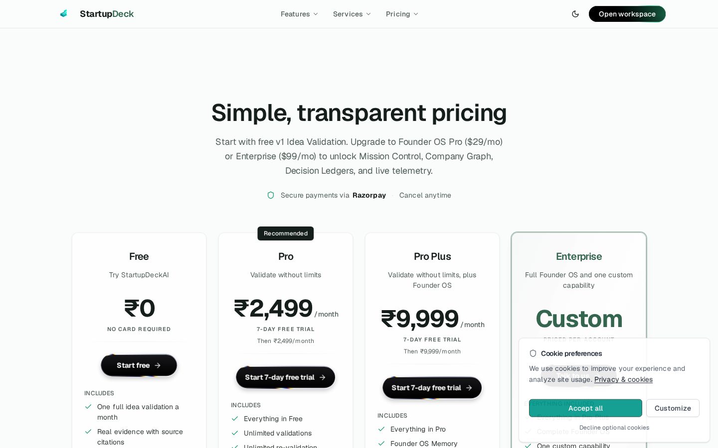 StartupDeckAI Pricing