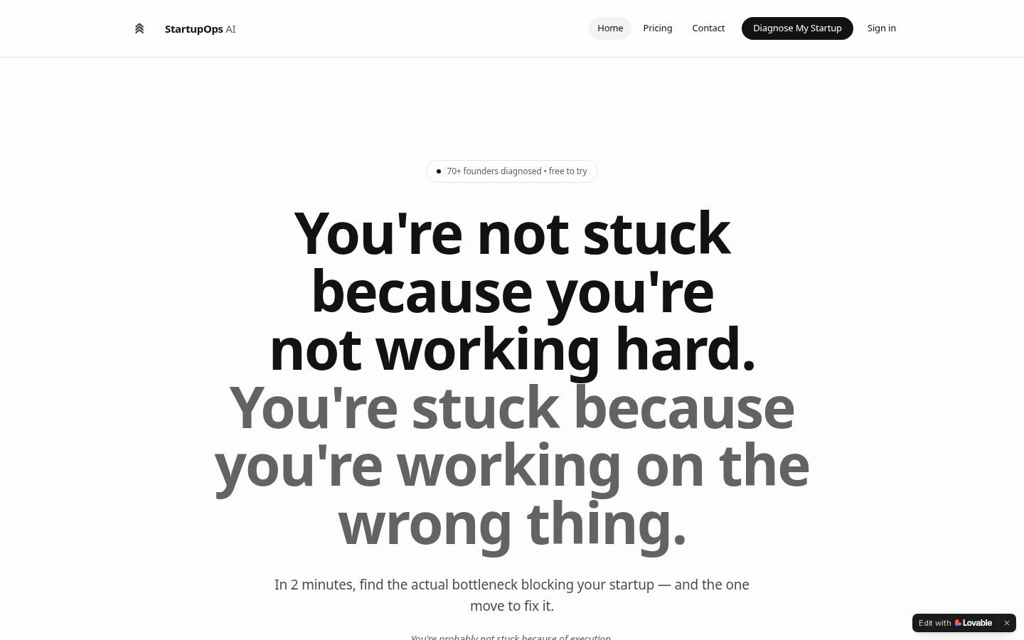 StartupOps AI Homepage
