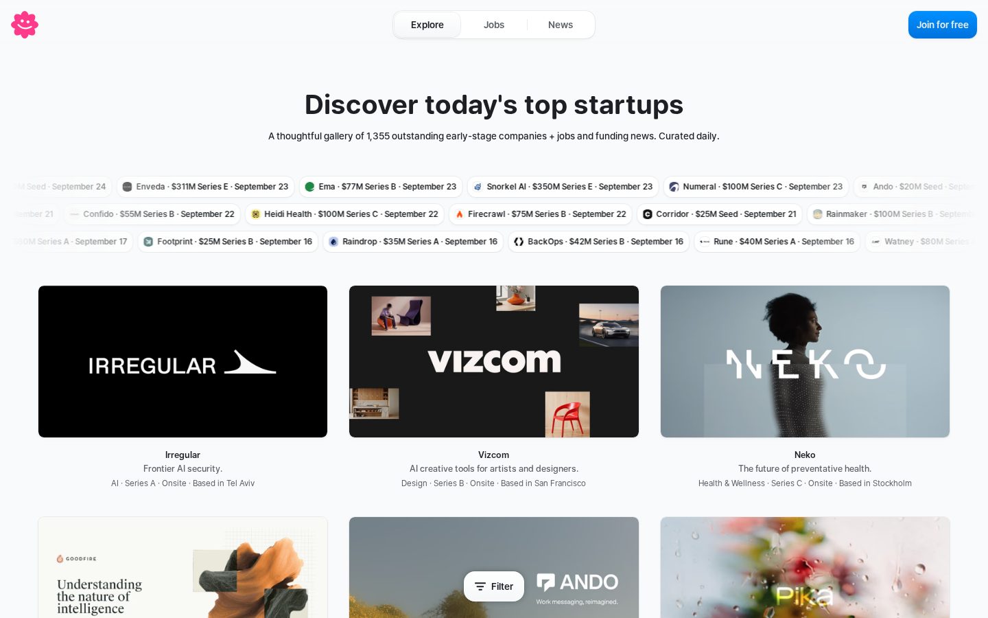 startups gallery Homepage