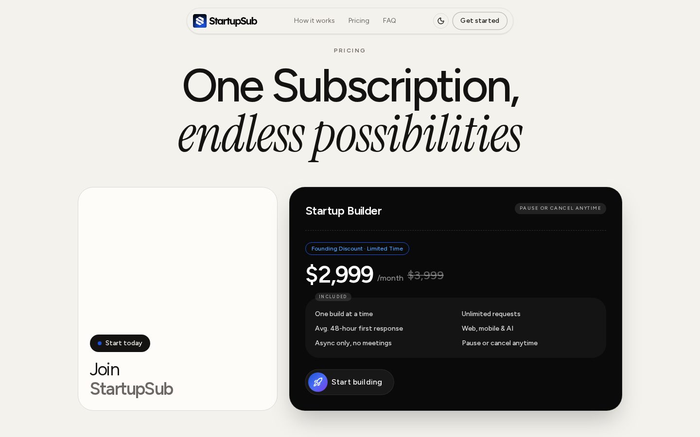 StartupSub Pricing