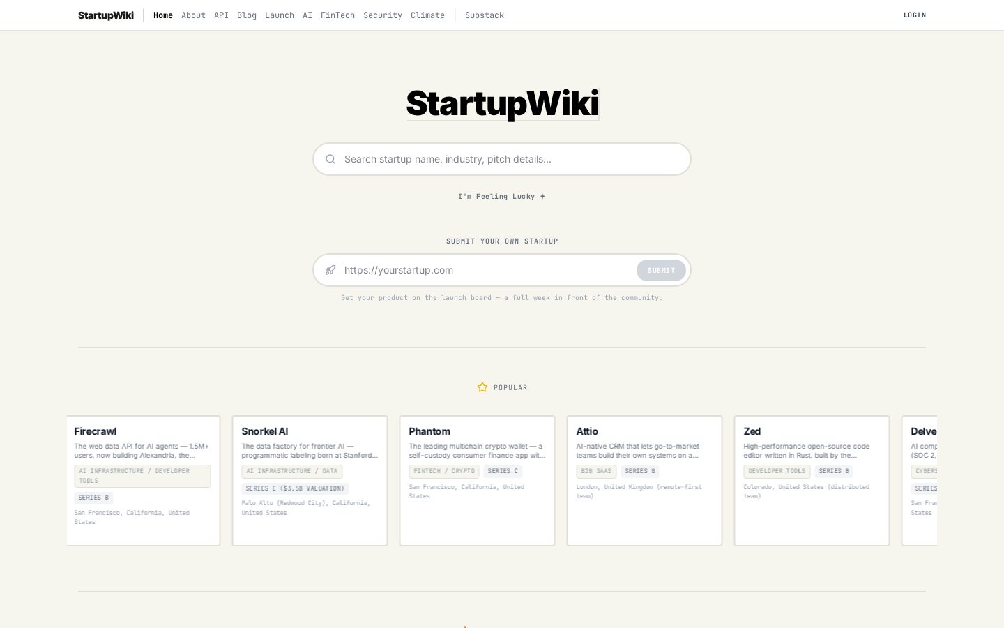 StartupWiki Homepage