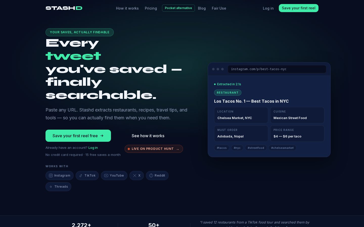 Stashd Homepage