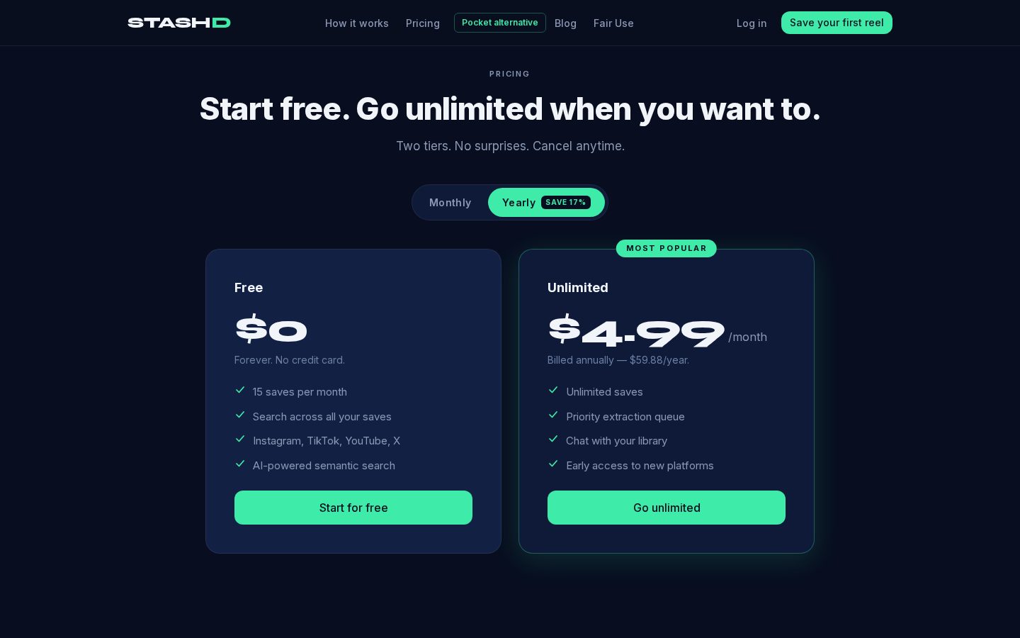 Stashd Pricing