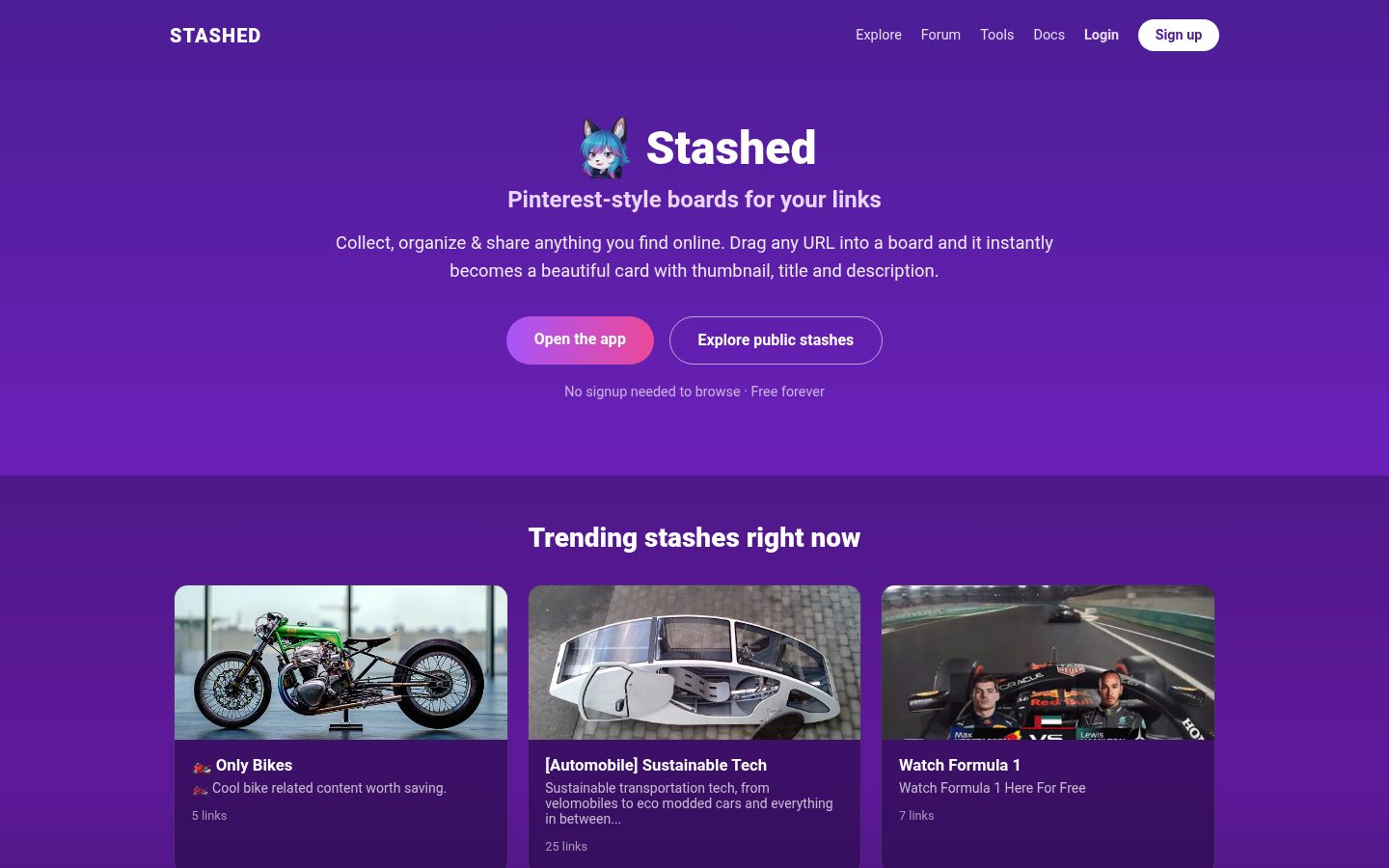 Stashed.in Homepage