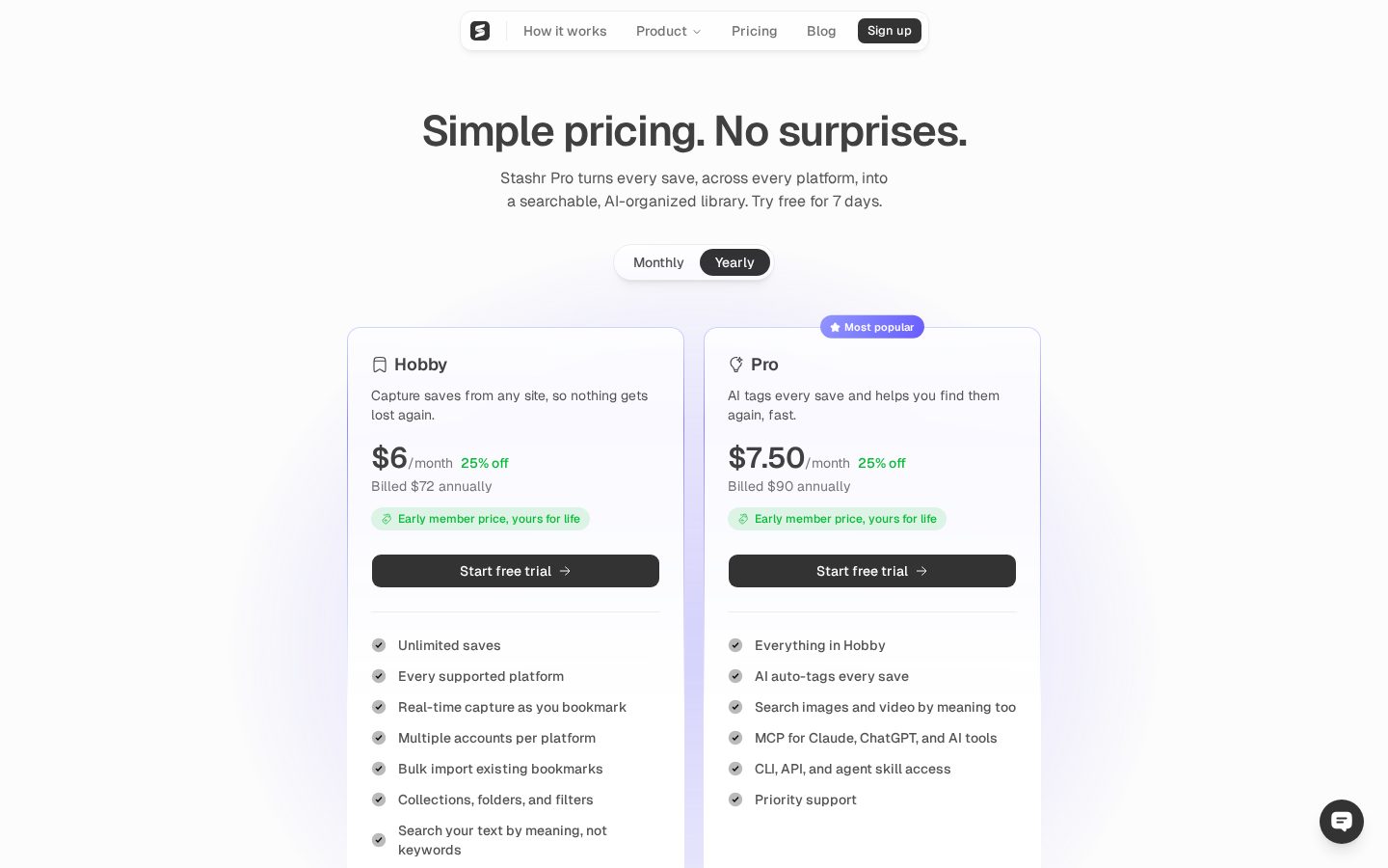 Stashr Pricing
