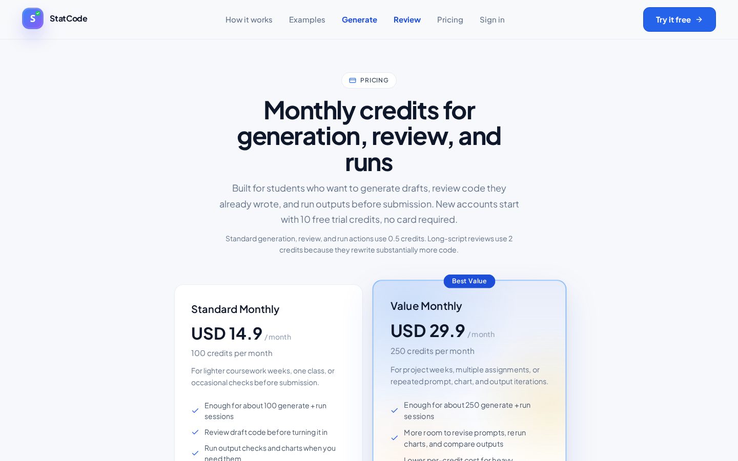 StatCode Pricing