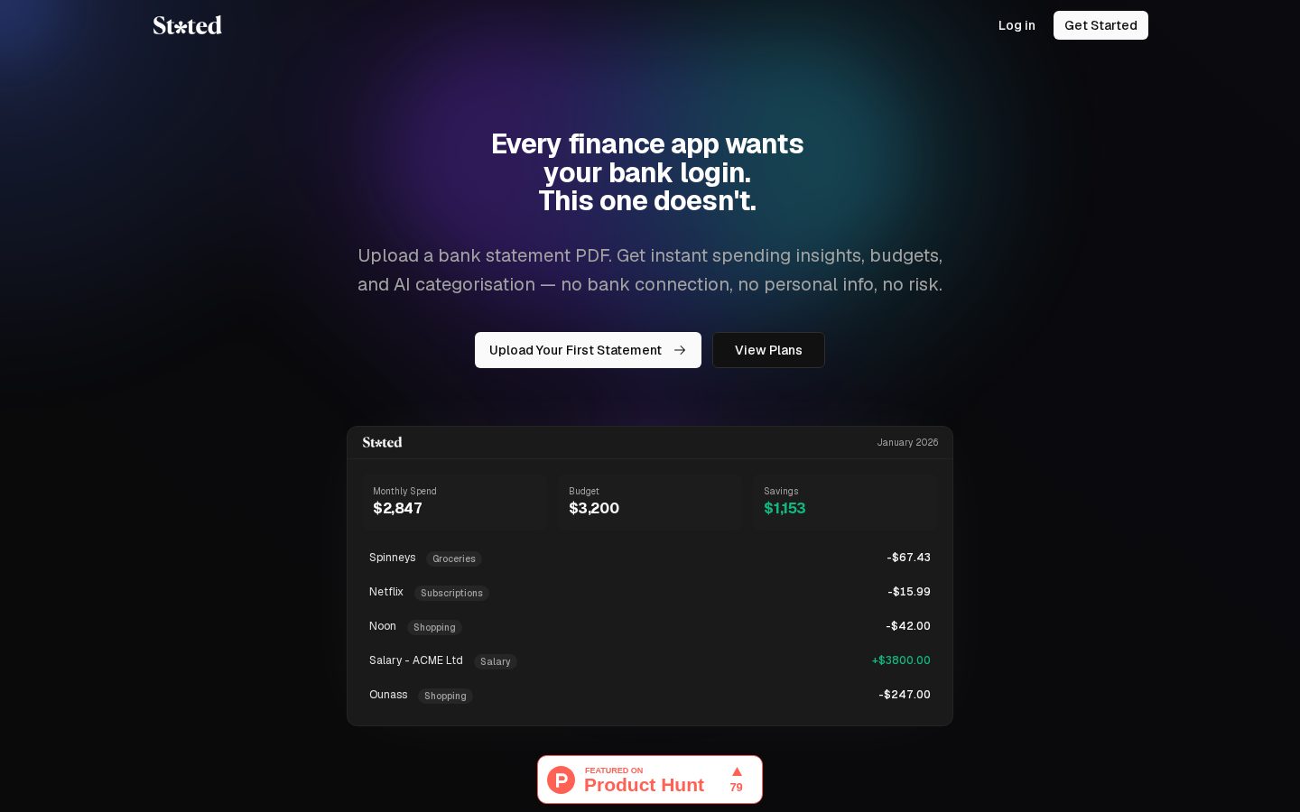 Stated Homepage