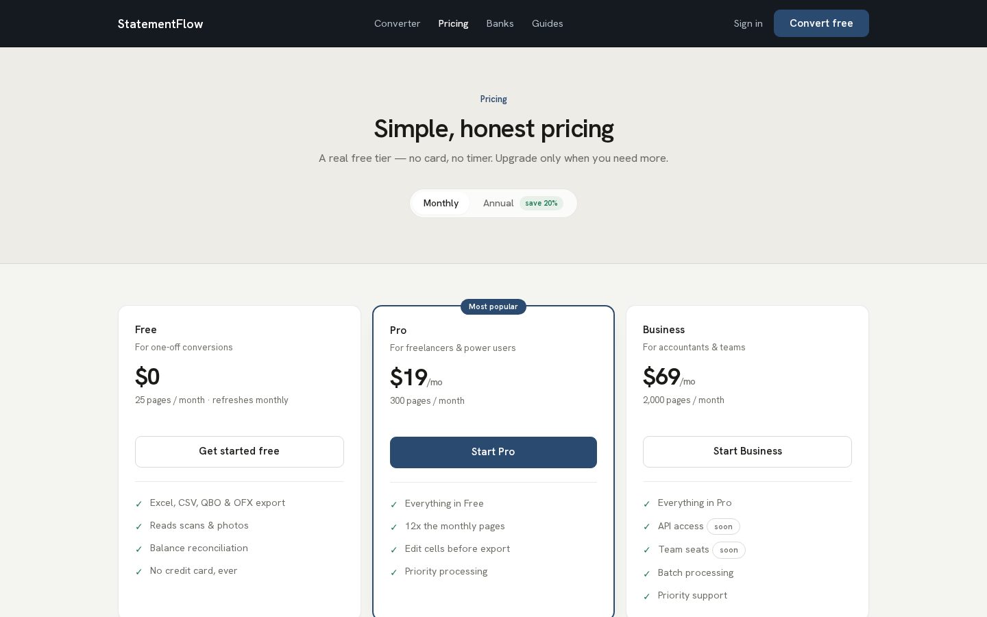 Statement Flow Pricing