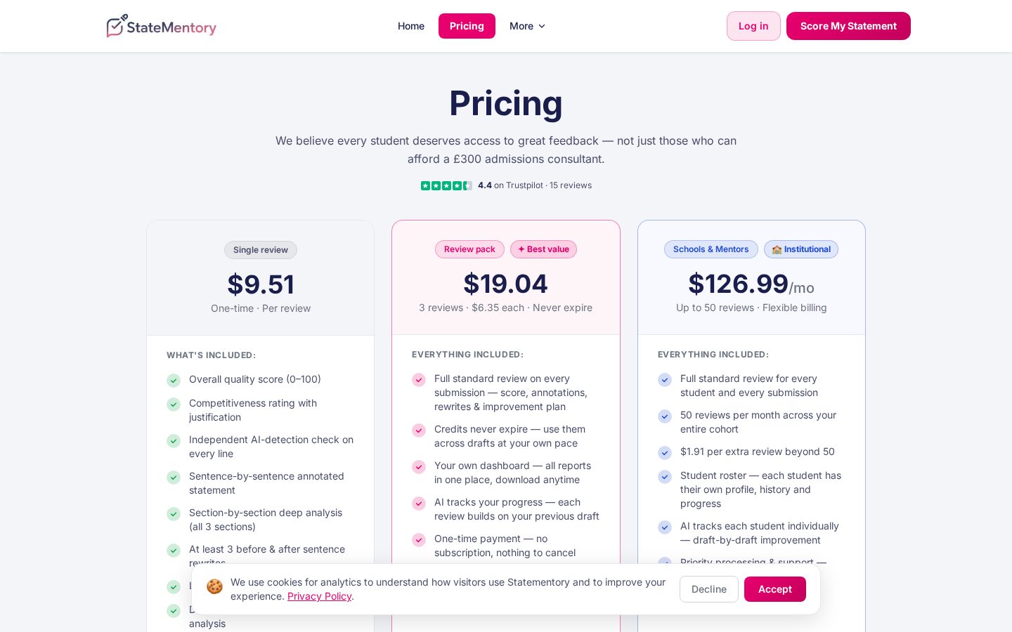Statementory Pricing