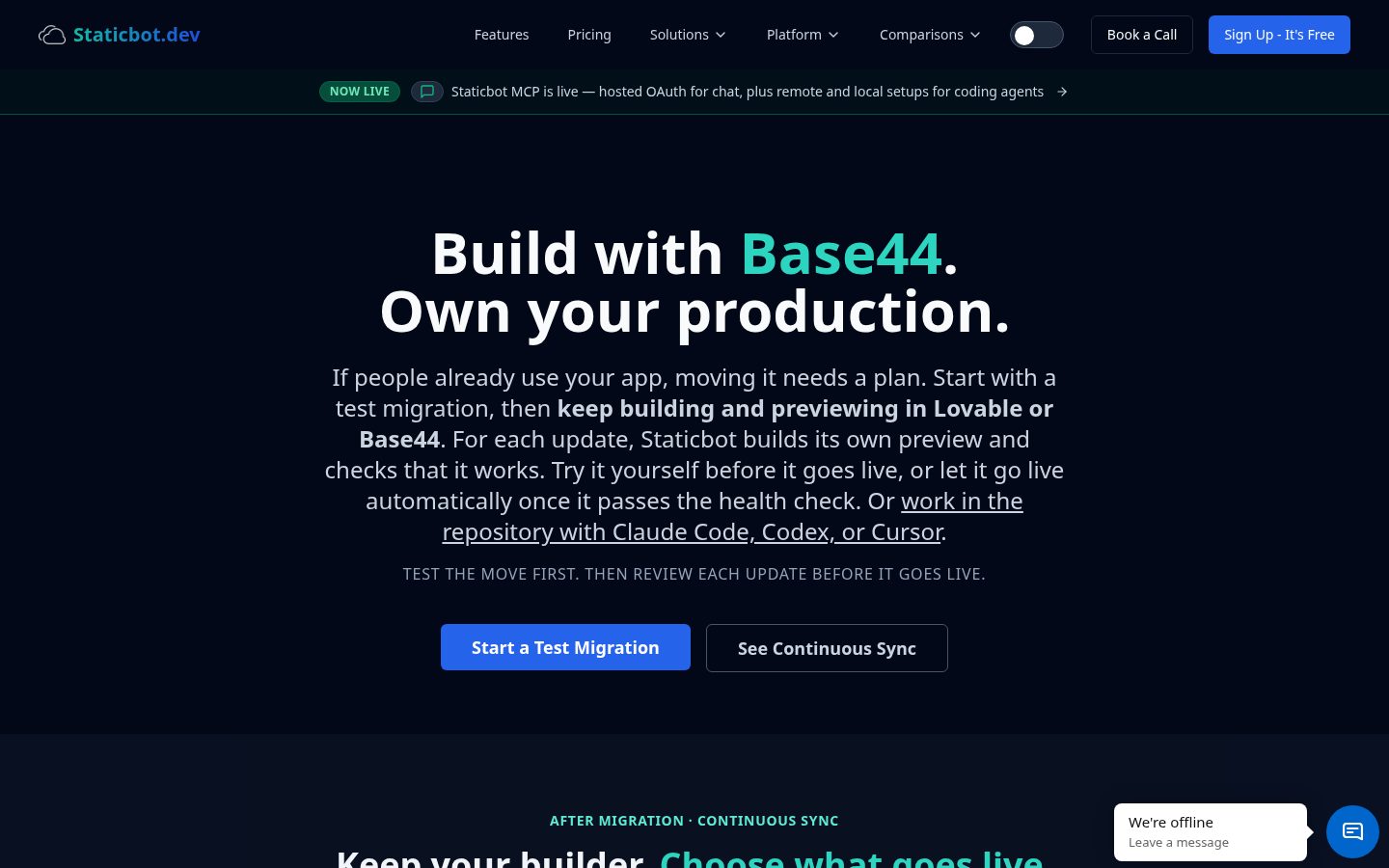 Staticbot.dev Homepage