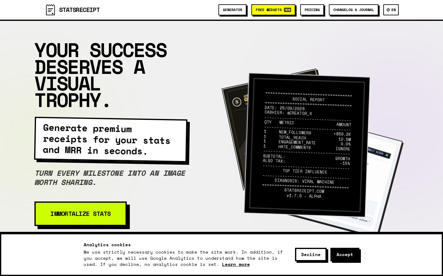StatsReceipt Homepage