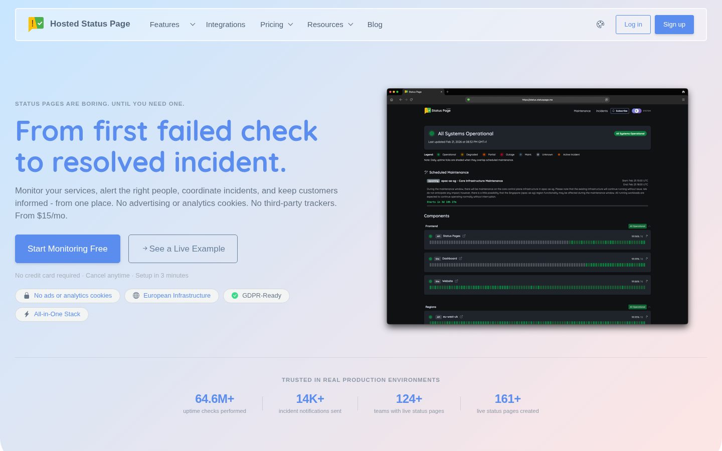 Status Page and Uptime Monitoring Homepage