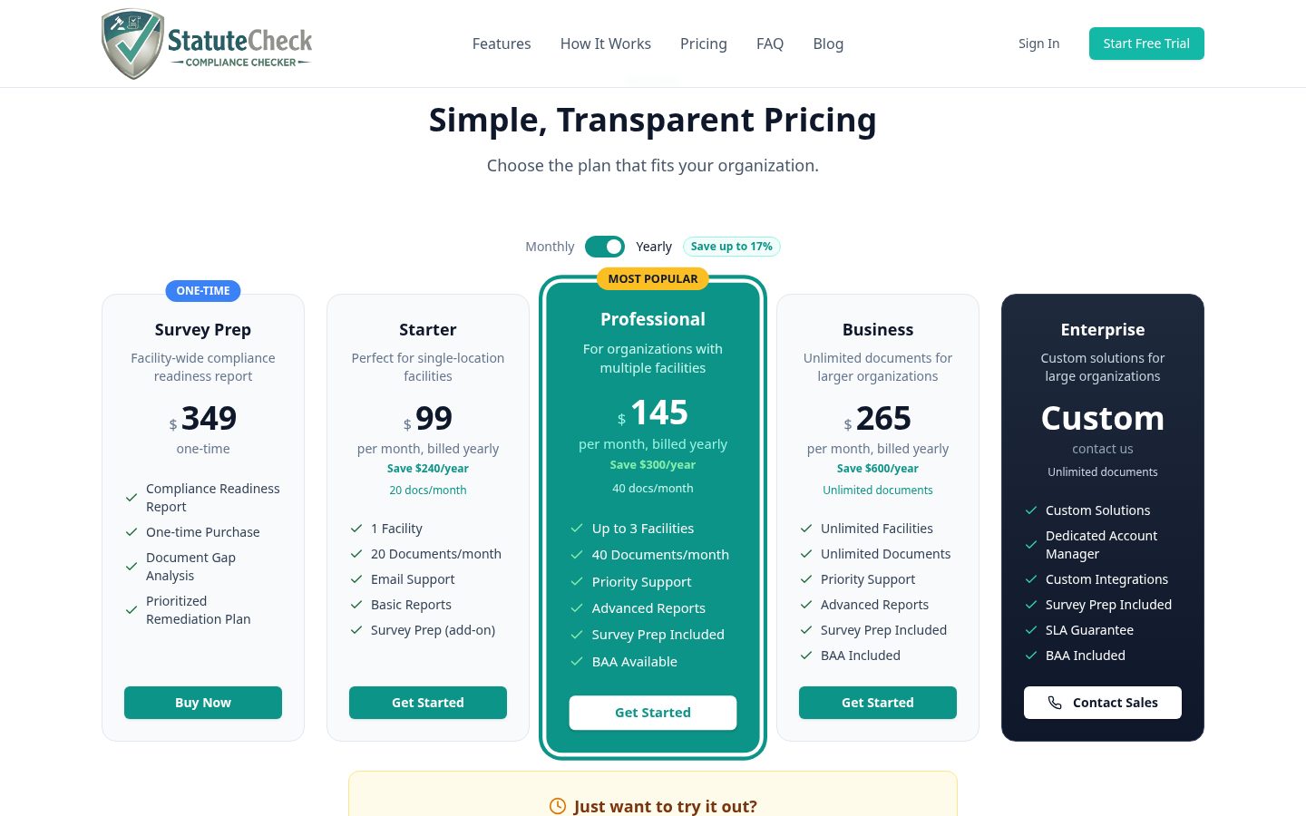 StatuteCheck Pricing