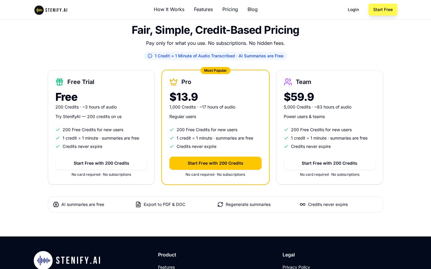 StenifyAI Pricing