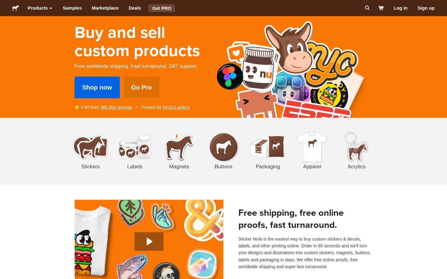 Sticker Mule Homepage