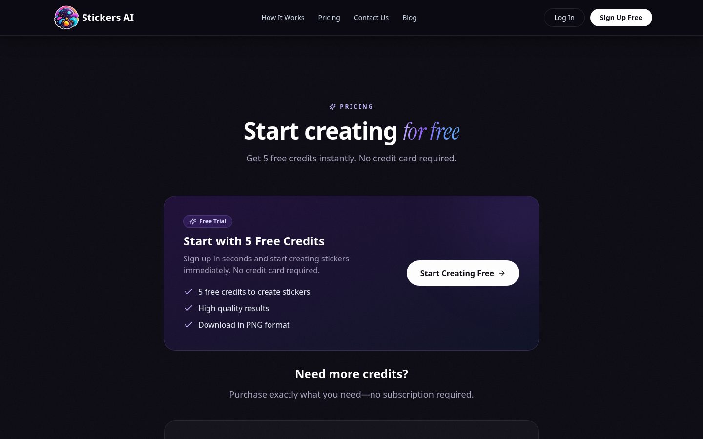 Stickers AI Pricing