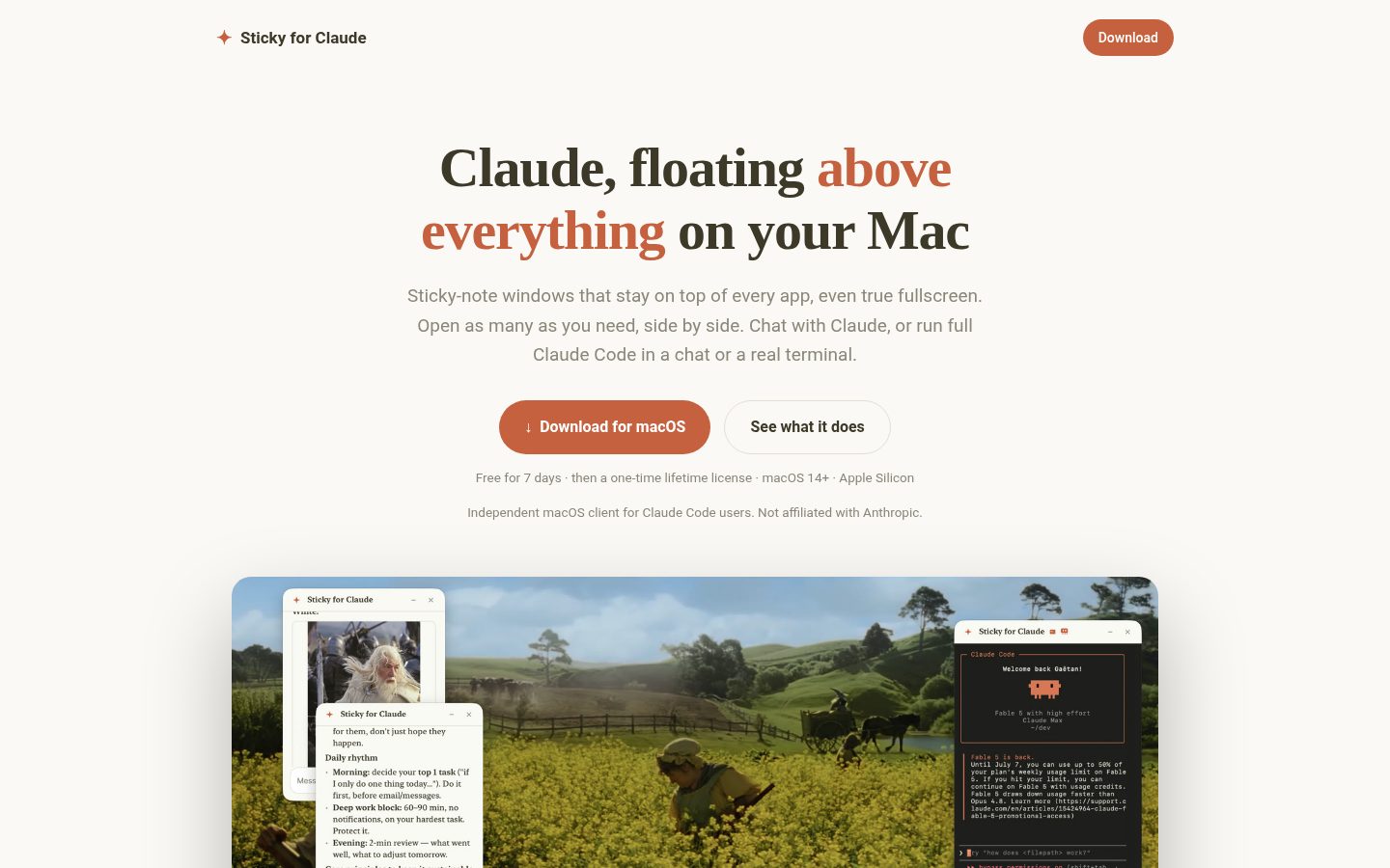Sticky for Claude Homepage