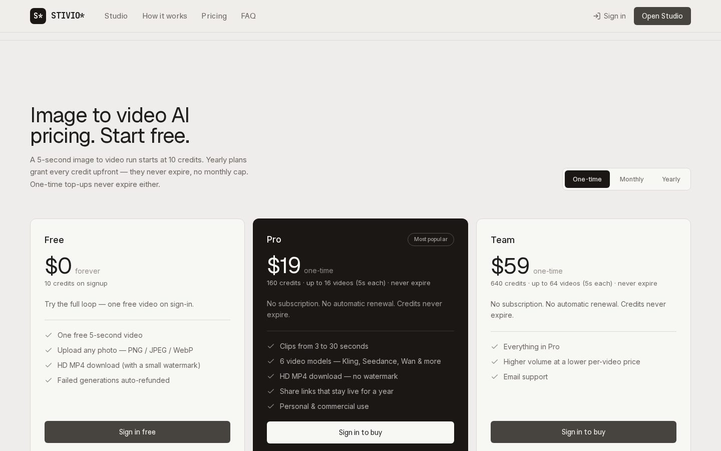 Stivio Pricing