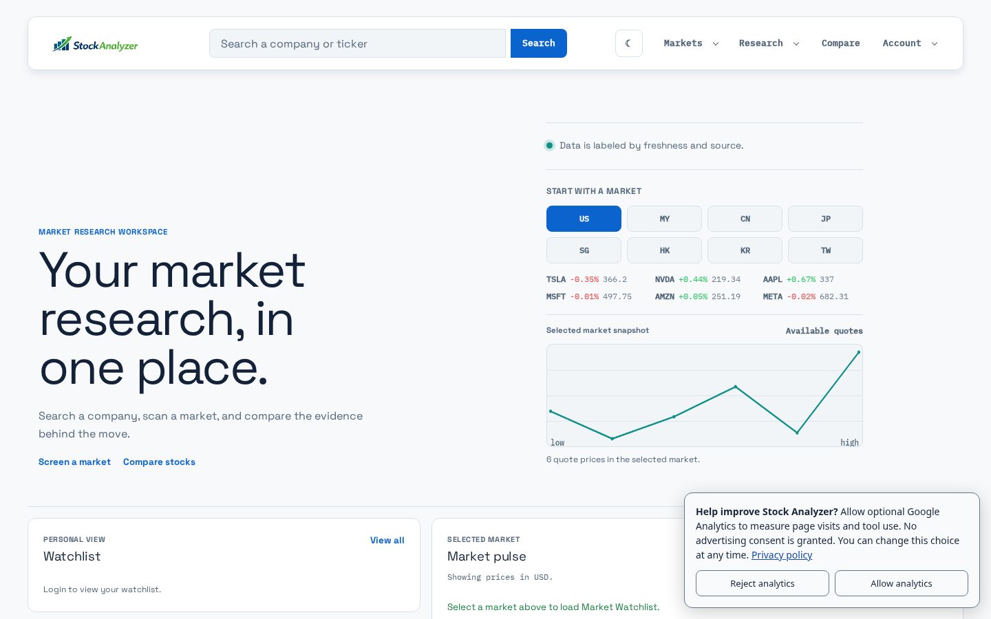 Stock Analyzer Homepage