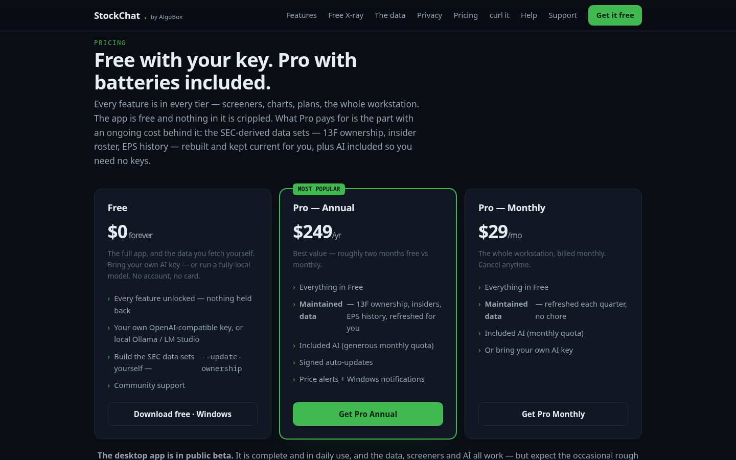 stockchat.sh/ Pricing