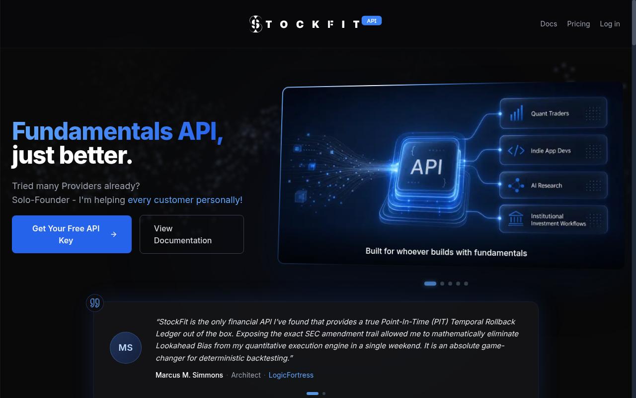 StockFit API Homepage