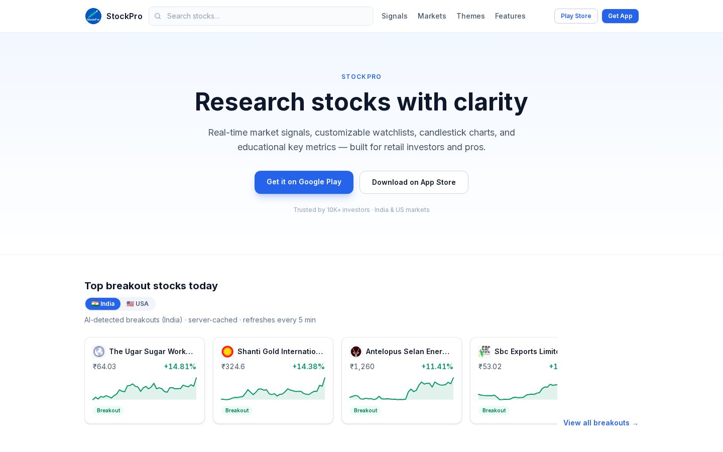 StockPro Homepage