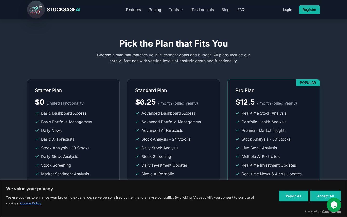 StockSageAI Pricing