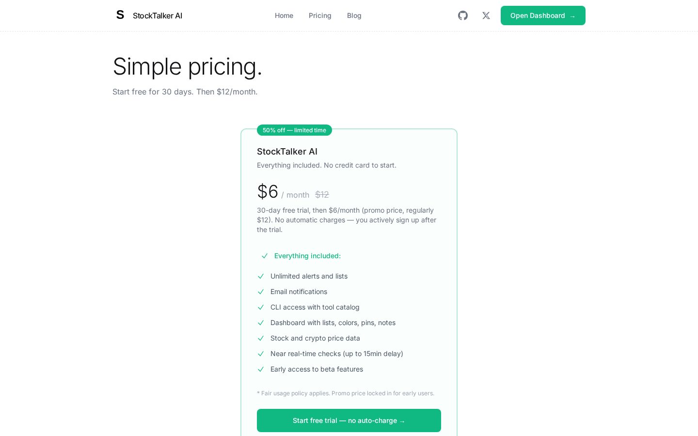 StockTalker AI Pricing