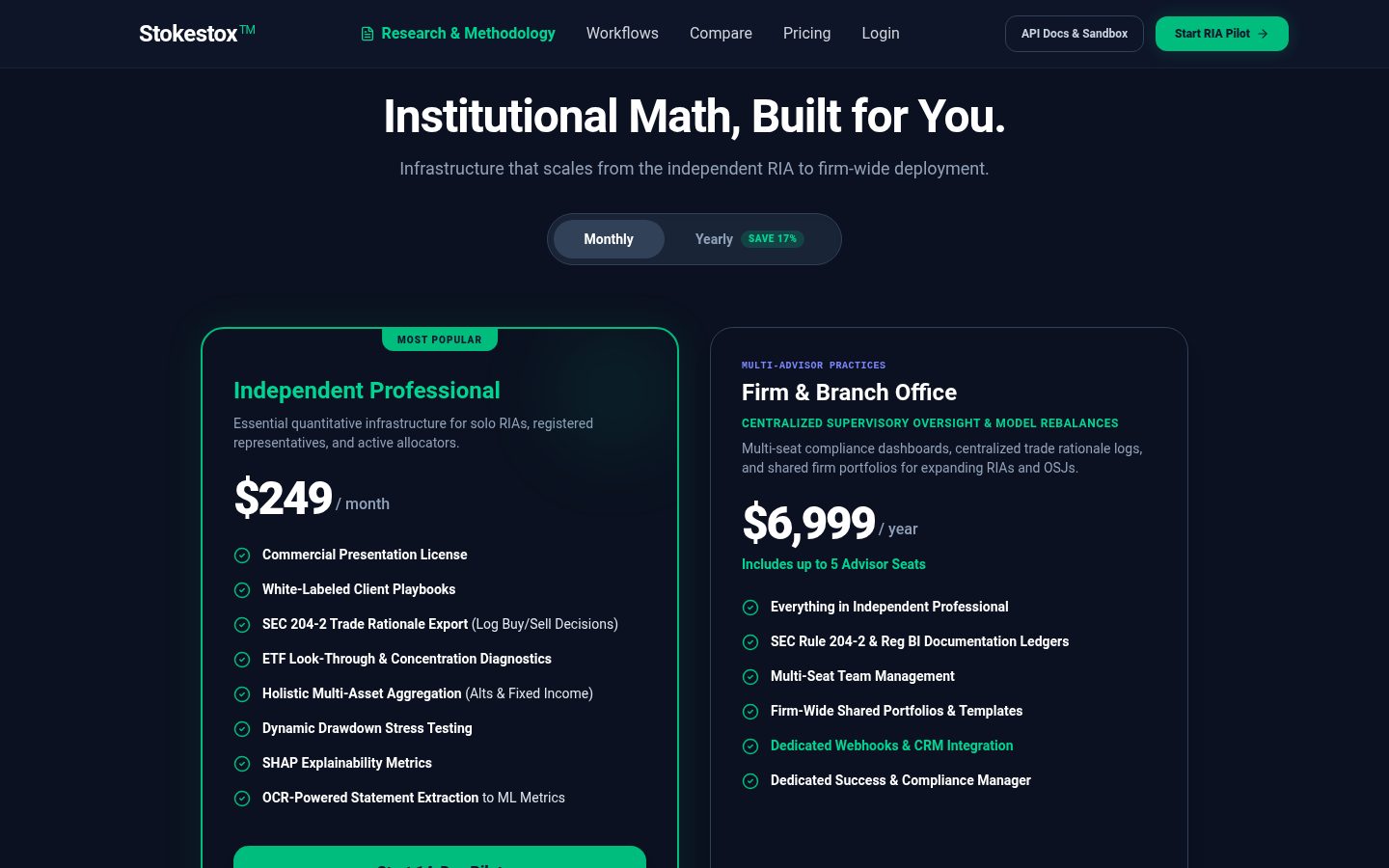 Stokestox Pricing