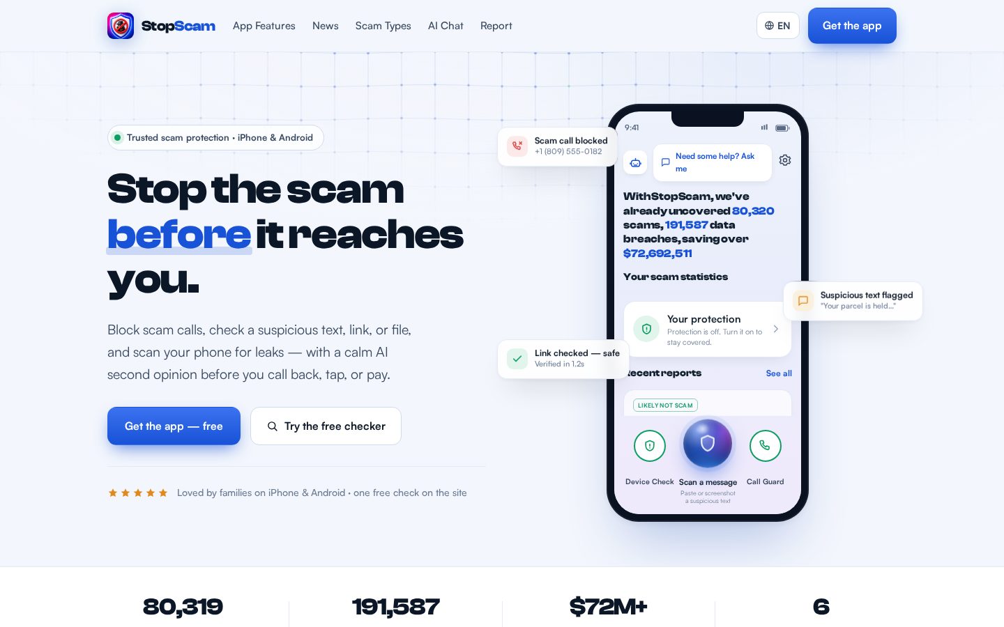 StopScam: Scam Detector Pro Homepage