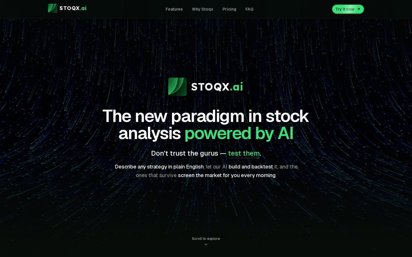 Stoqx.ai Homepage