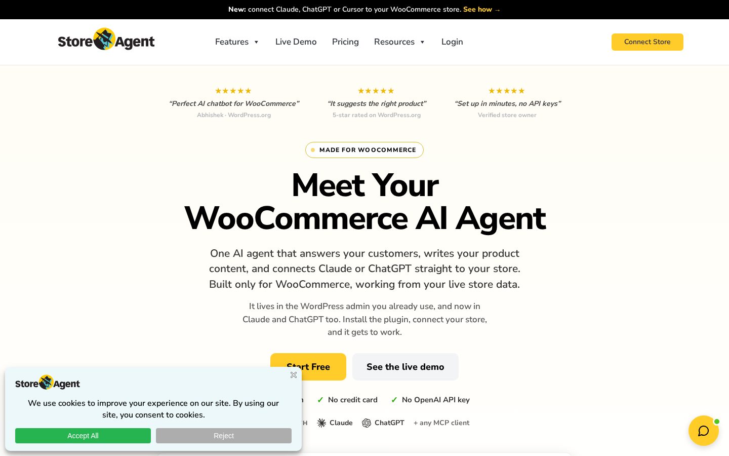 StoreAgent AI Homepage