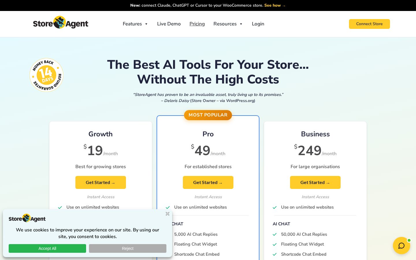 StoreAgent AI Pricing