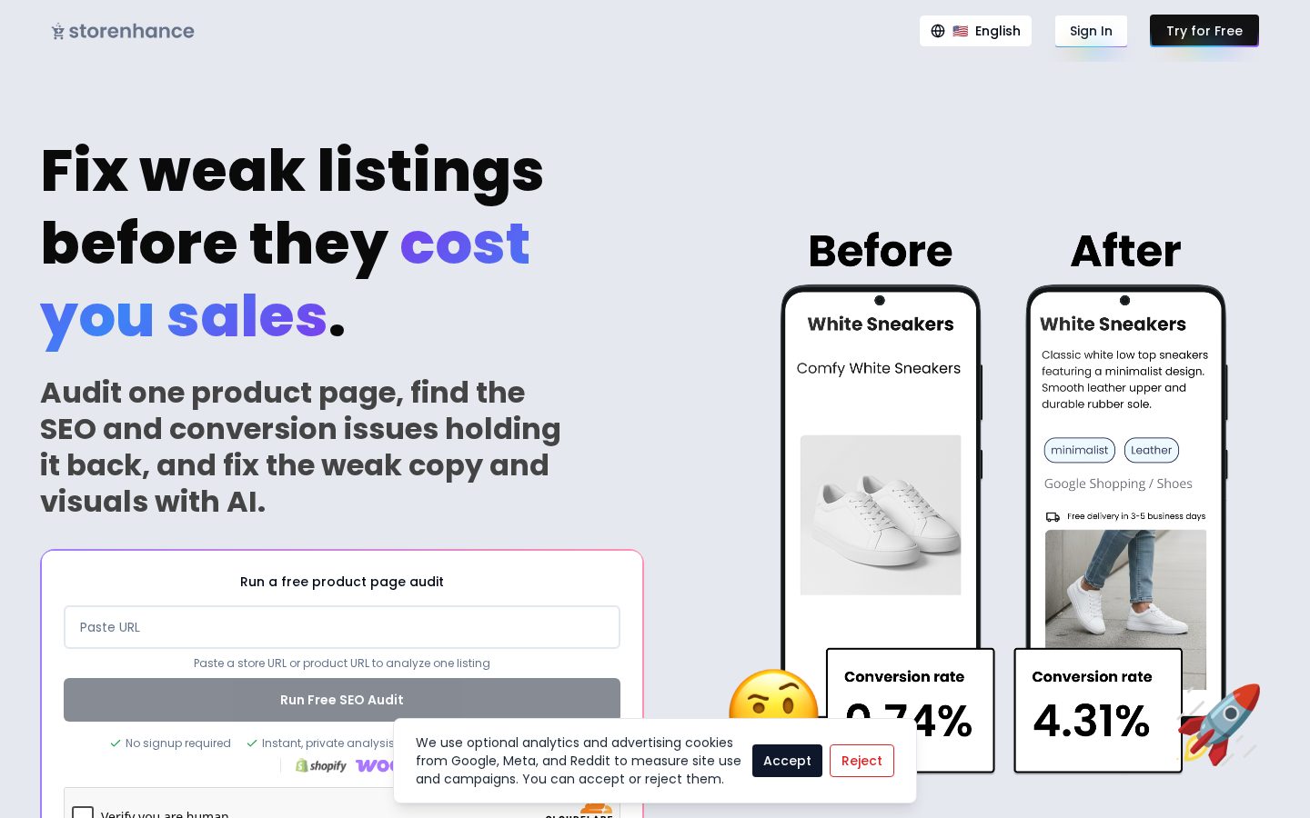 Storenhance Homepage