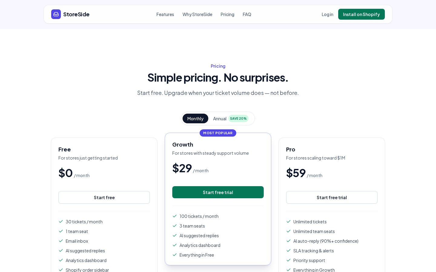 Storeside Pricing