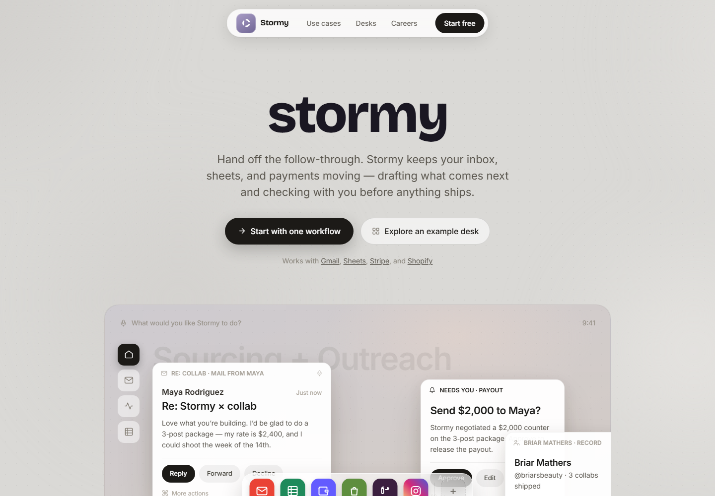 Stormy homepage
