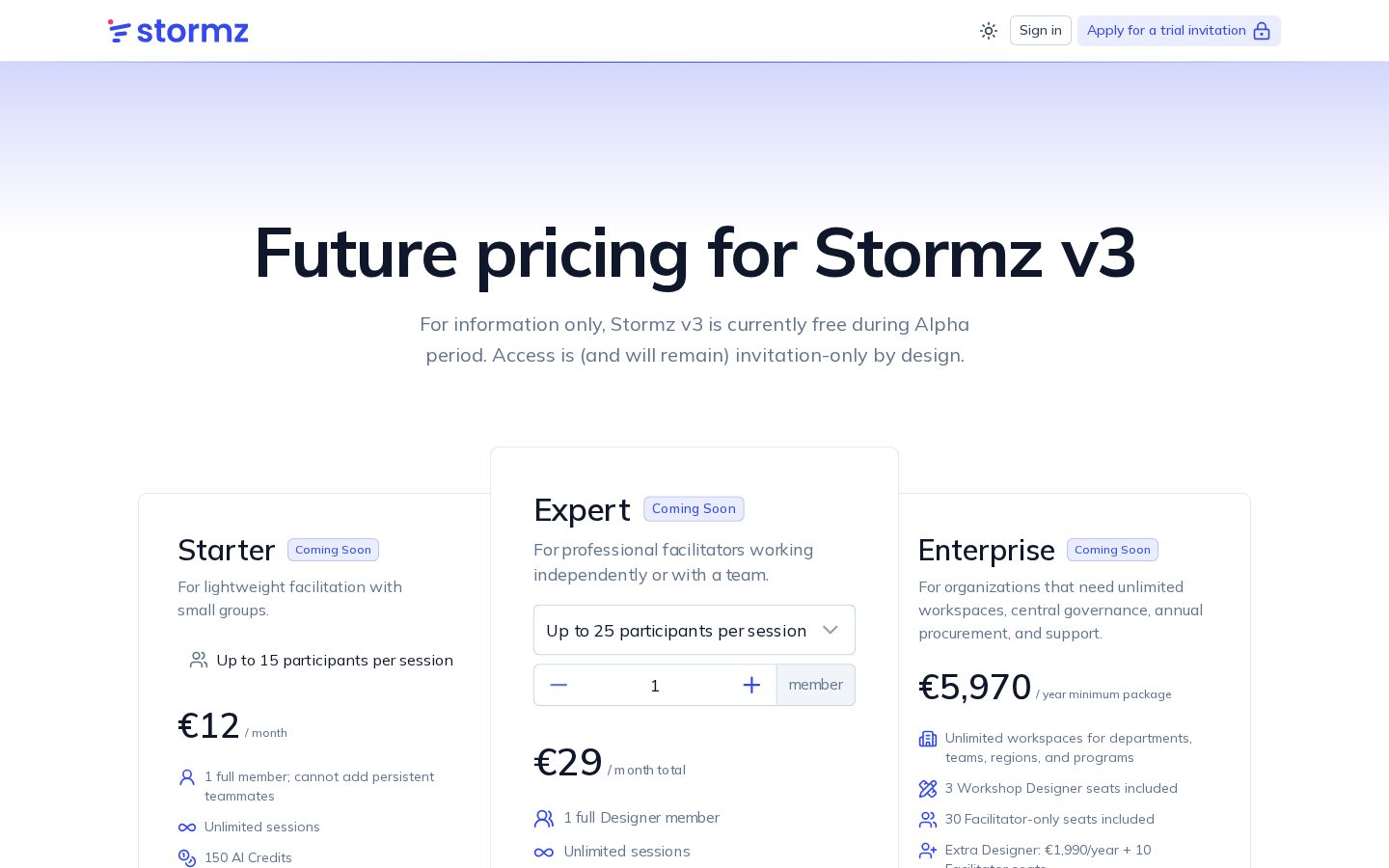Stormz Pricing