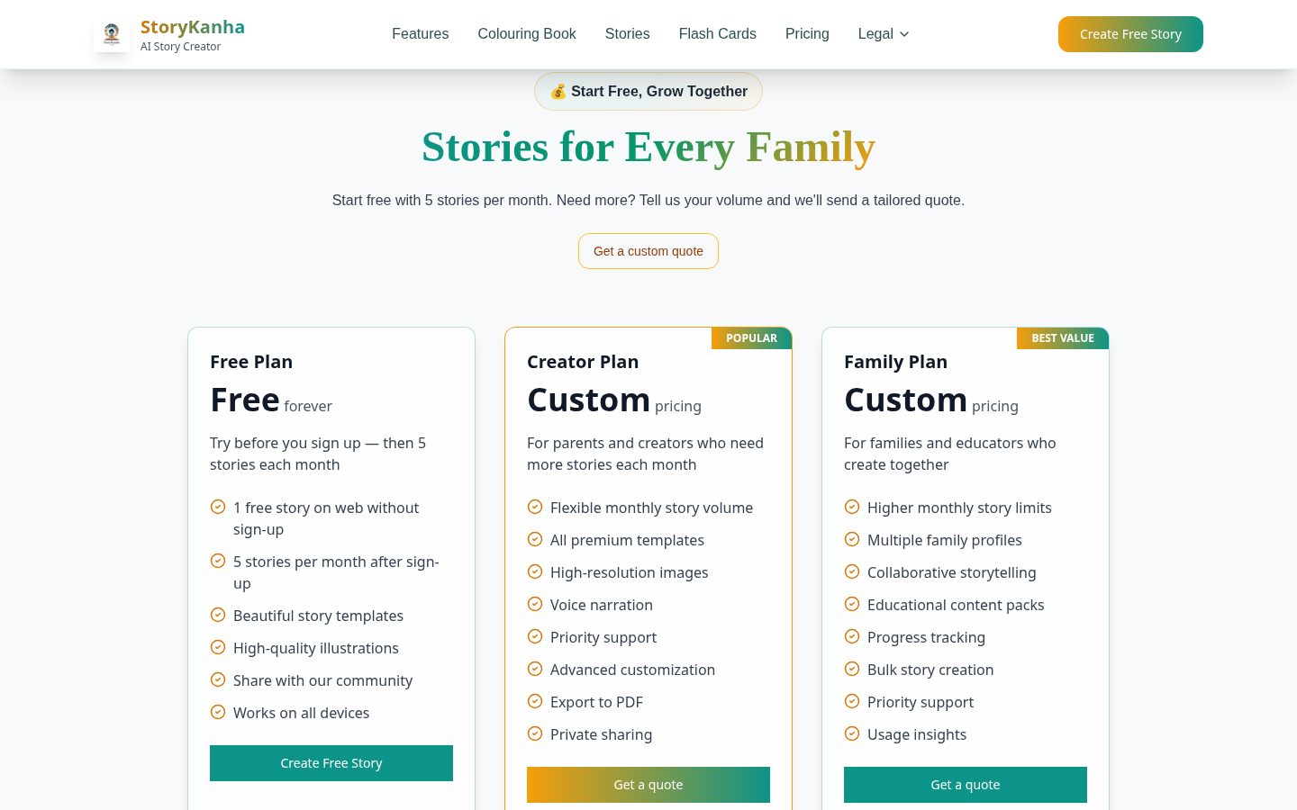 Story Kanha Pricing