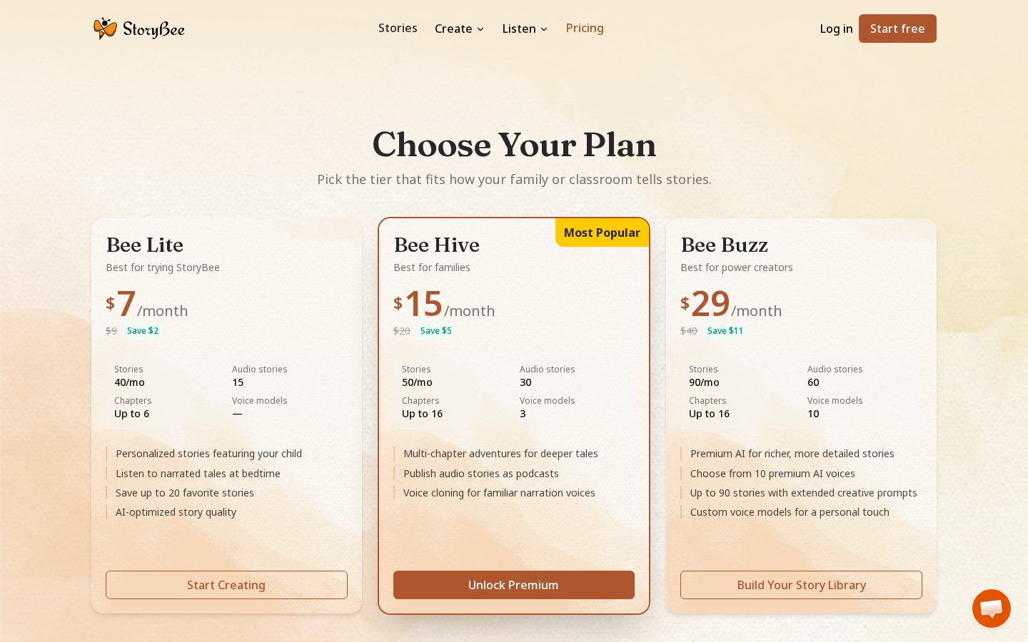 StoryBee Pricing