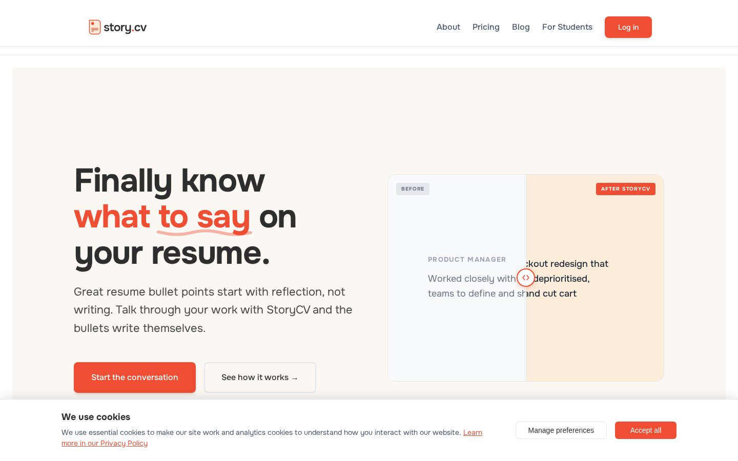StoryCV Homepage