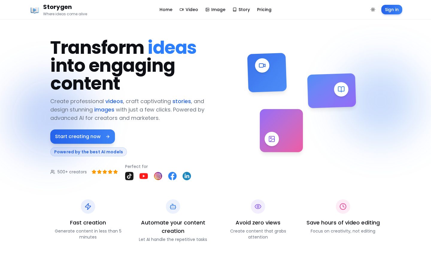 Storygen Homepage