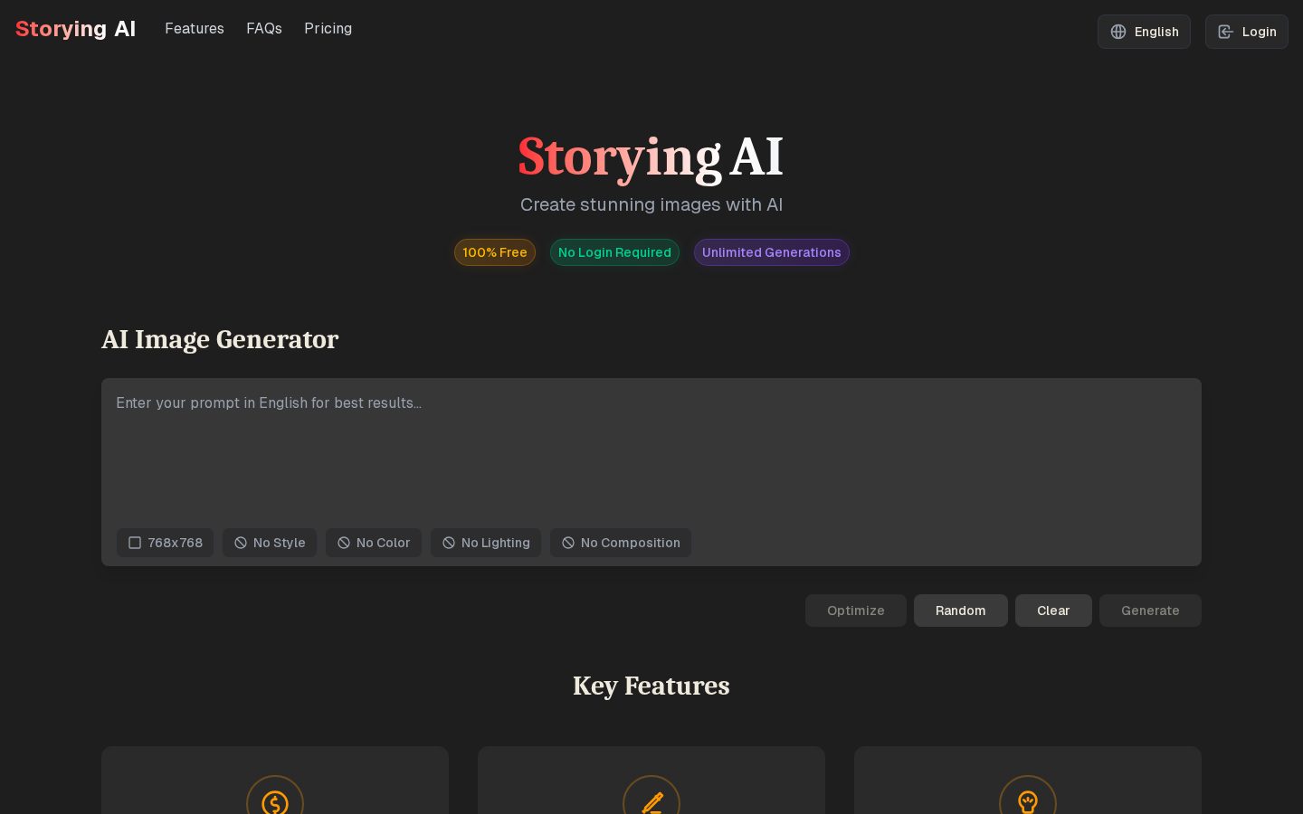 Storying AI-free-to-use AI image generator tools. Homepage